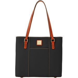 Dooney and Bourke Pebble Grain Small Lexington Shopper Black and Tan